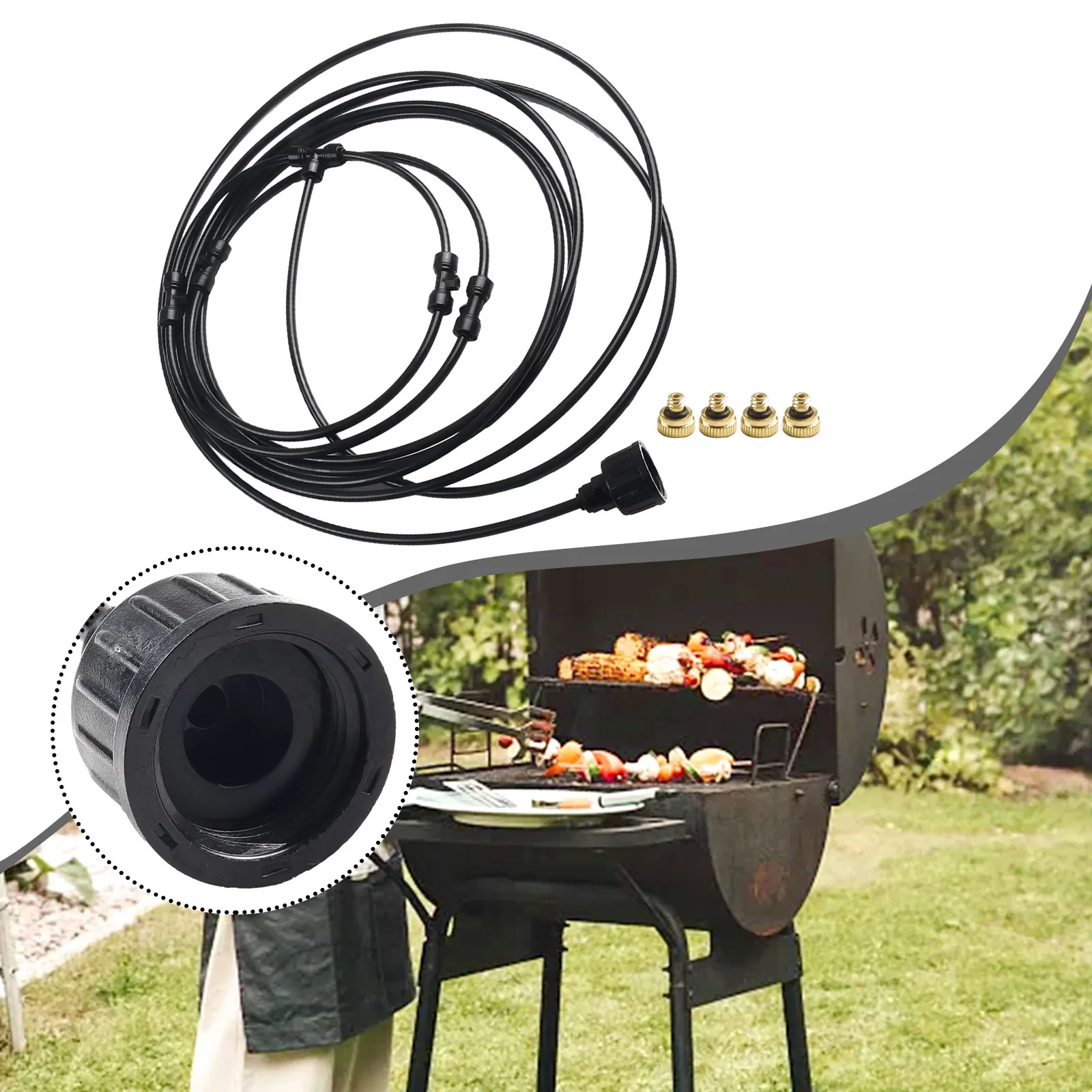 

Кольцо распылителя вентилятора 16 дюймов с трубкой 16 футов, комплект из пластика и латуни для наружного охлаждения, детали вентилятора