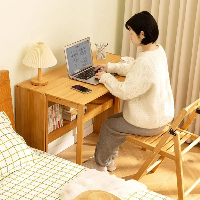 Foldable Desktop Computer Table Study Corner Square Minimalist Gaming Desk Small Apartment Biurka Szkolne Bamboo Furniture