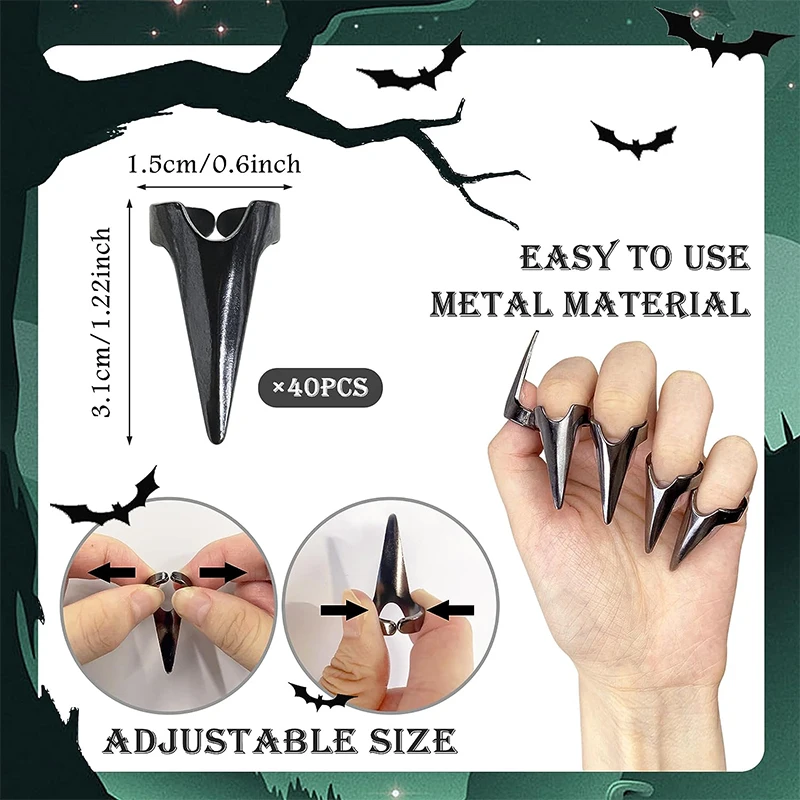 Dita Articolate Per Halloween Con Teschio - Nero, Regolabili Per Tutte Le Dita - Per Feste E Costumi - Foto 11