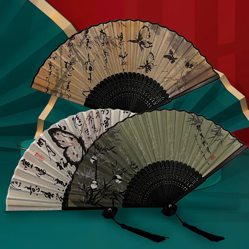 Chinese Style Vintage Bamboo Shank Folding Fans Classical Dance Elegant Handheld Fan Wedding Party Favor Gifts Home Decoration