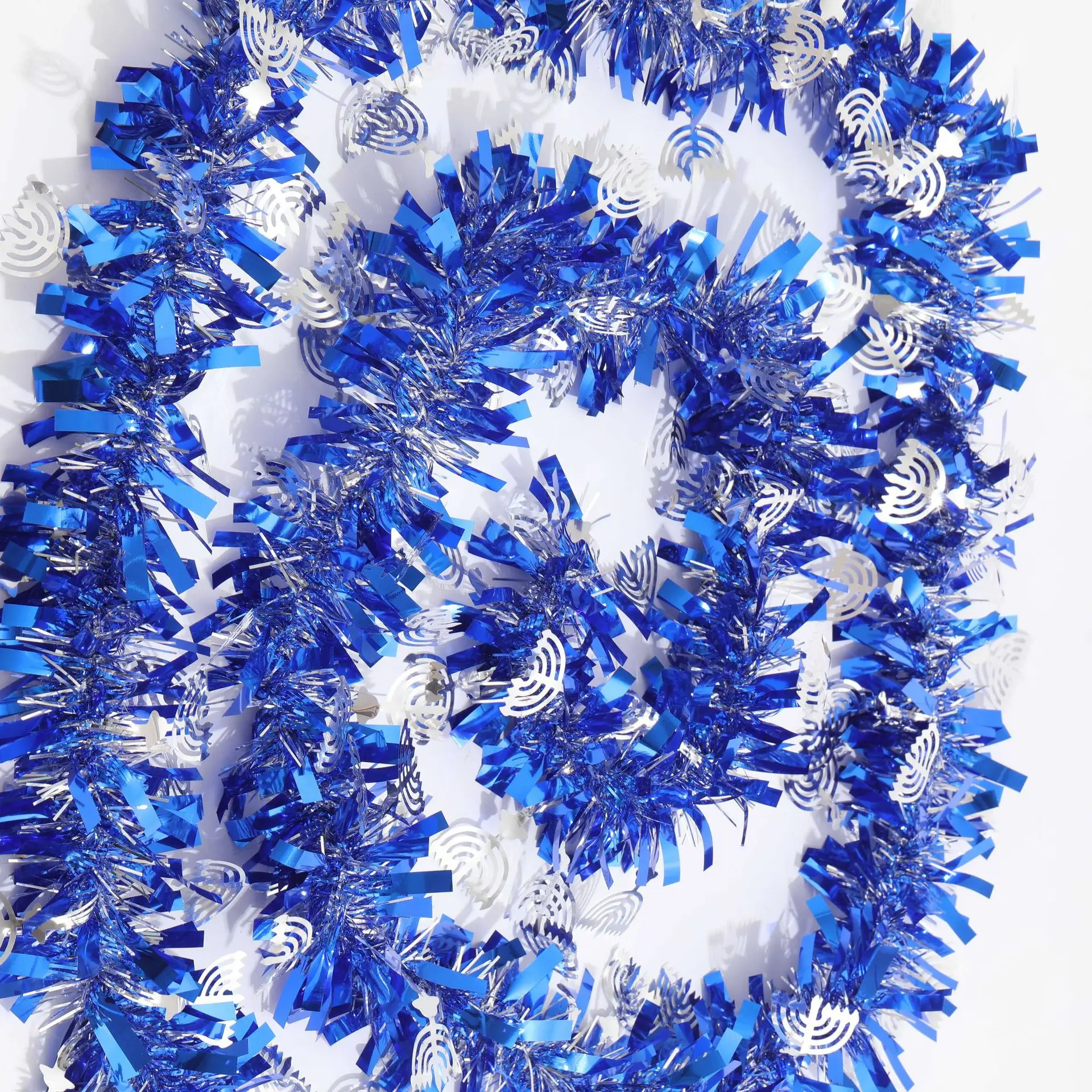 Christmas Tree Blue Tinsel Garland Metallic Streamers Celebrate  Holiday New Years Eve Happy Party Ceiling Hanging Decoration