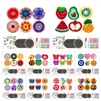 6PCS Easy Punch Needle Coaster Kit 1