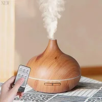 Air Humidifier Aromatherapy Essential Oil Diffuser Wood Grain 500ml Ultrasonic Remote Control 7 Color Lights For Home Bedroom  1