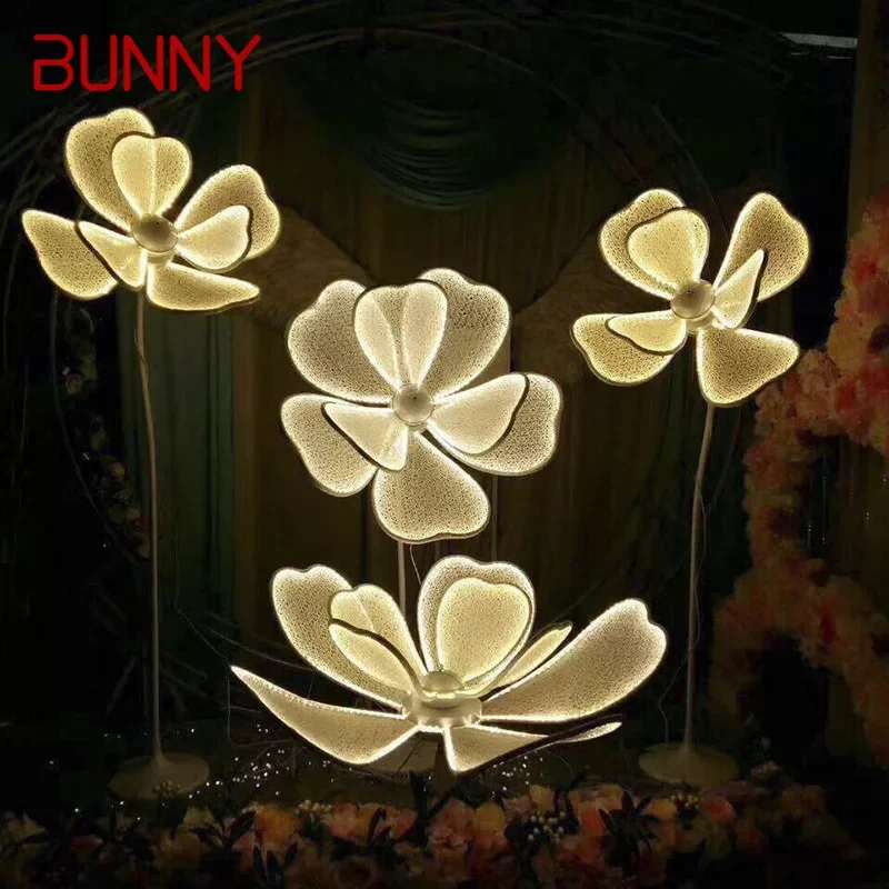 

BUNNY Modern LED Light White Lace for Party Stage Shining Peony Flower Road Lead Wedding Decoration Floor Lamp