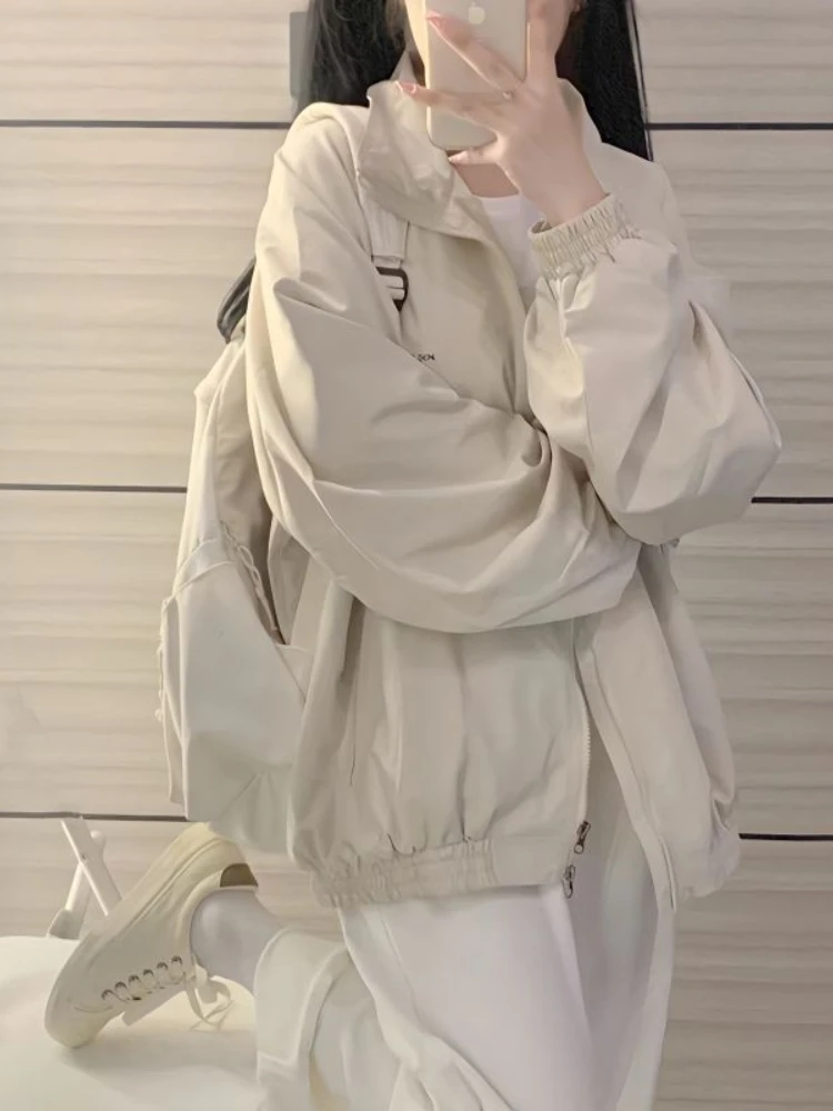 여성용 하라주쿠 재킷, 심플 레트로, 가을 학생, 헐렁한 캐주얼, 달콤한 십대 패션, 데일리 올매치 일본 스타일 차케타 Y2k