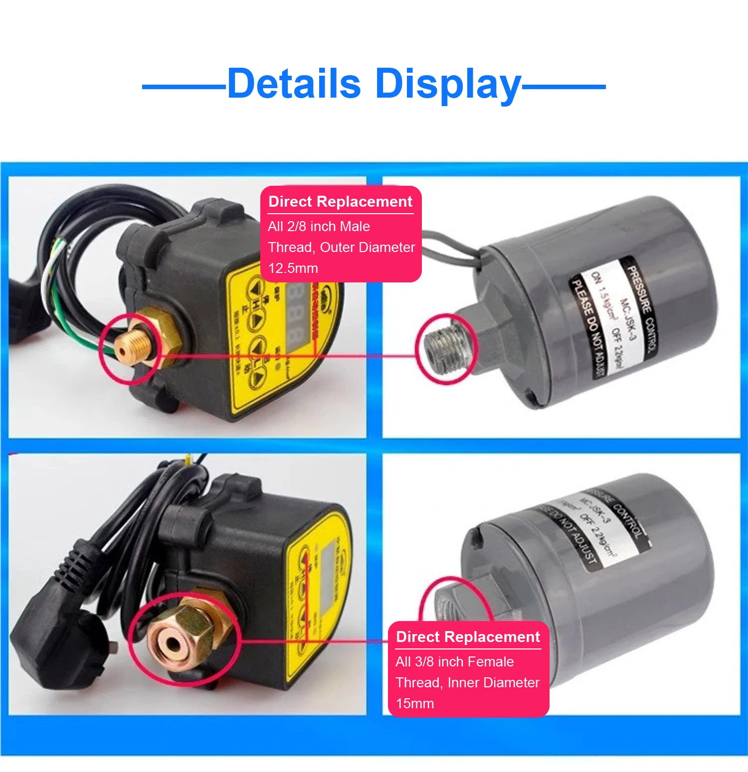 Automatic Water Pump Controller Booster Pump Pressure Switch Digital Display Adj