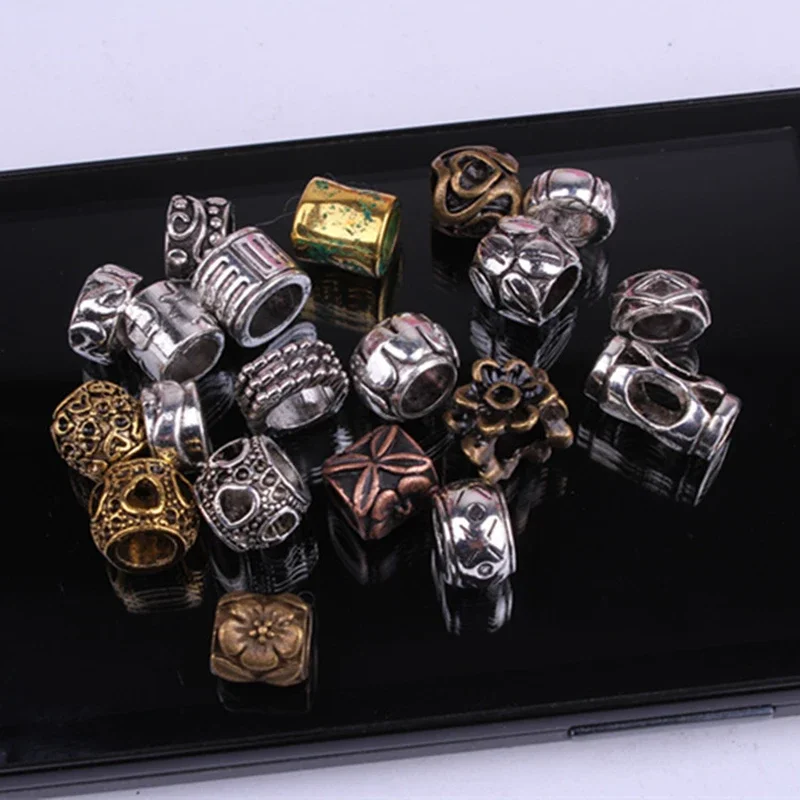 

5PCS Hair Braid Rings Tubes Beads Silver Gold Metal Hair Cuffs Dreadlocks Jewelry Accessories Kit for Braids Beads Styling Tool