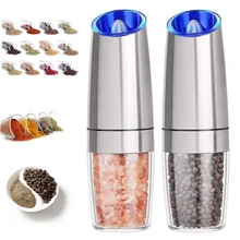 

Electric Salt and Pepper Grinders Stainless Steel Automatic Gravity Herb Spice Mill Adjustable Coarseness Kitchen Gadget Sets