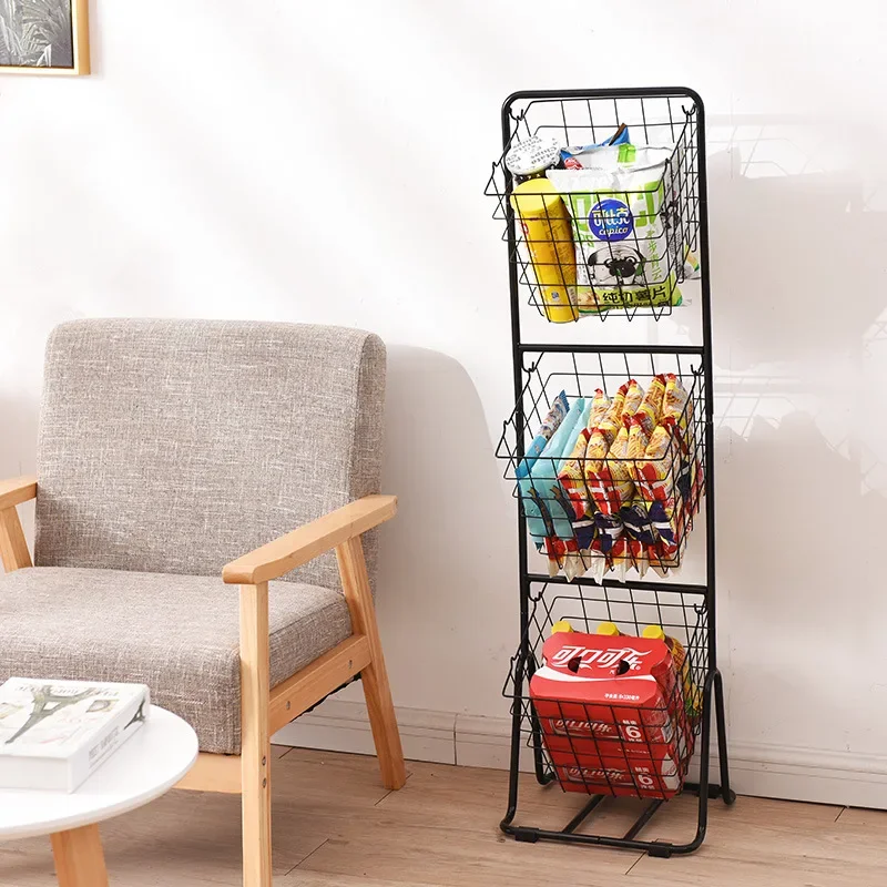 

3-tier Wire Market Basket Storage Stand For Fruit Vegetables Toiletries Household Items Stylish Tiered Serving Stand Baskets