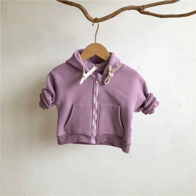 Fashion Baby Boy Girl Cotton Zipper Hoodie Infant Toddler Child Soild Coat Long Sleeve Spring Autumn Jacket Baby Clothes 1-5Y