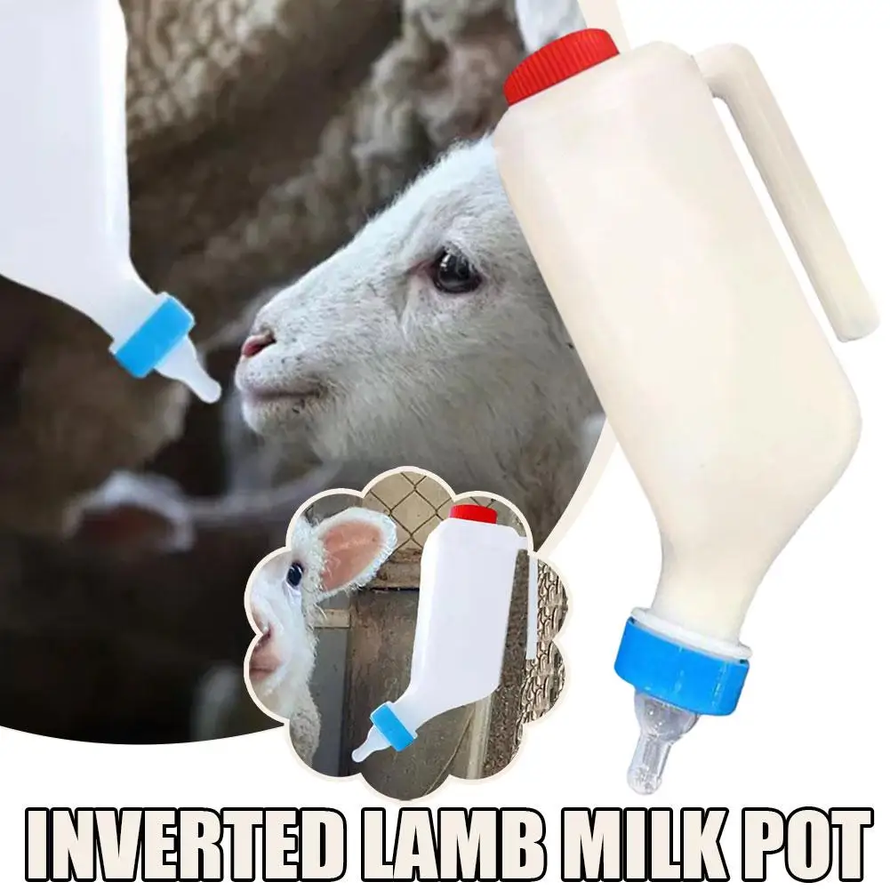 Bottiglia per l'alimentazione di animali da fattoria premium da 800 ml, biberon per agnelli invertito con manico, biberon veterinario per ovini e suinetti - immagine 2
