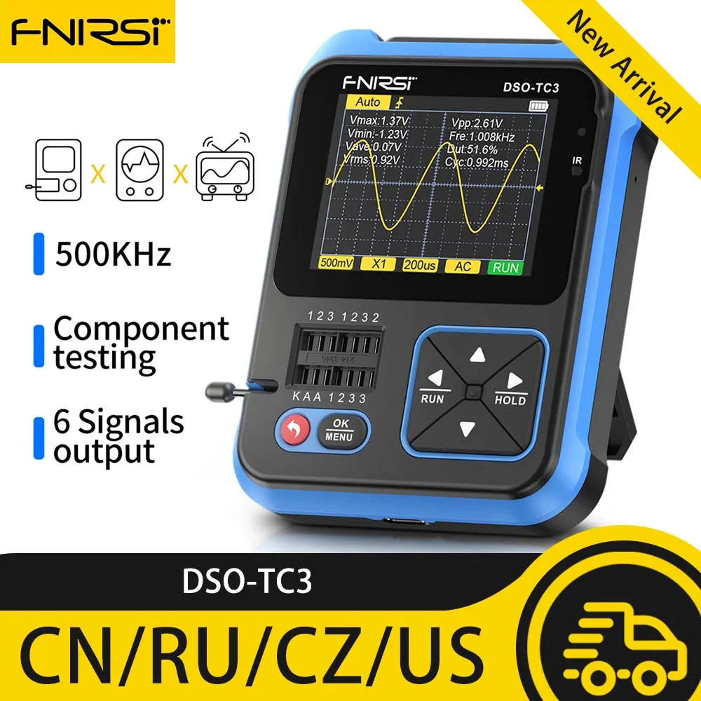 Fnirsi Dsotc3 Portable Digital Oscilloscope Transistor Tester Function