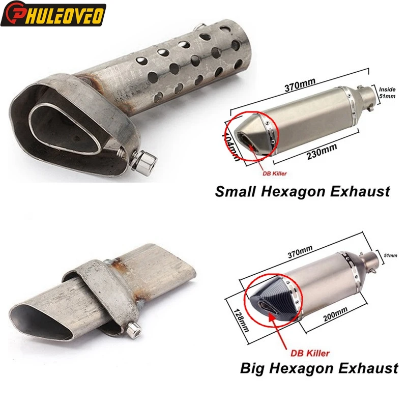 Universal Motorcycle Exhaust Can DB Killer Big Small Hexagon Muffler Removable Silencer Noise Sound