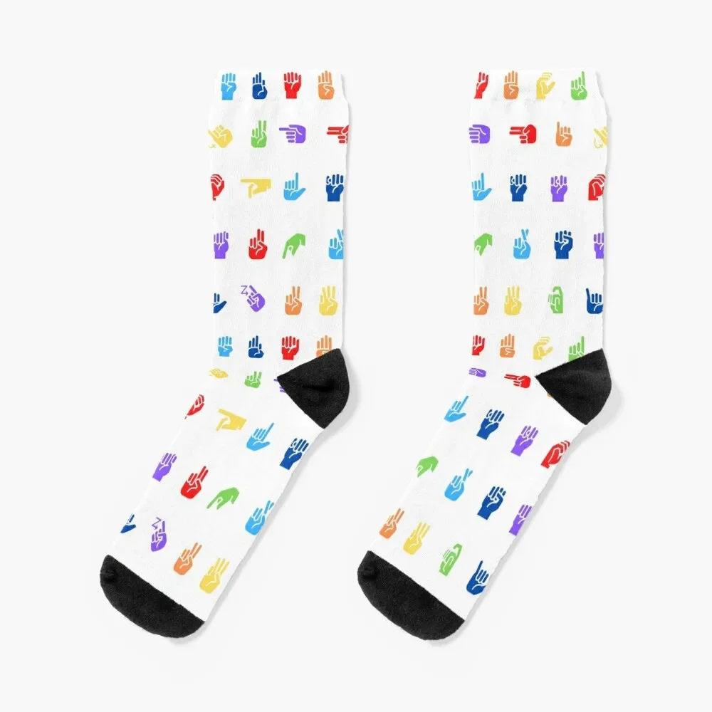 

Rainbow ASL Alphabet Pattern Socks christmas stocking Heating sock Novelties Socks Men's Women's