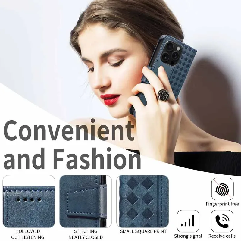 Genuine Leather Flip Wallet Phone Case with Card Slot