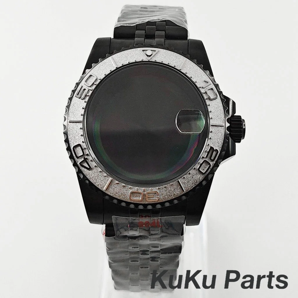 Black Purple GMT Bezel Watch Case with PVD Black Jubilee Bracelet and Sapphire Crystal