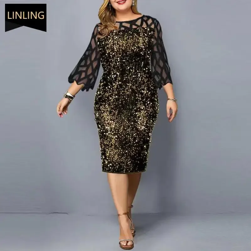 Mother Of The Bride Groom Dresses Plus Size Everyday Burgundy Elegant Party Wedding Sequins Women Clothing
