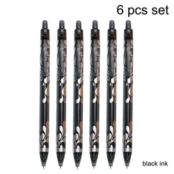 Vibrant Erasable Gel Pens Set - Pack of 6 with Washable Ink for Office and School Writing (6pcs Black)