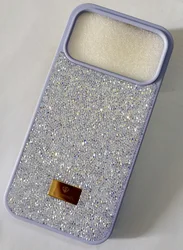 Multicolored Gold Diamond Bling Rhinestone Glitter Protective Case - iPhone 15 (Lavender)