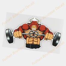 

Fuzhen Boutique Decals Exterior Accessories Weightlifting Bull Cartoon Window Decals Creative Scratch Occlusion Car Sticker