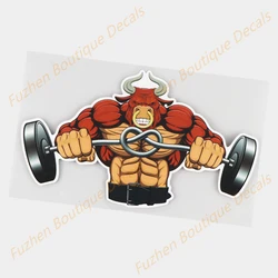 Fuzhen – décalcomanies de fenêtre en forme de taureau, accessoires extérieurs, haltérophilie, dessin animé, créatif, Occlusion, voiture 
