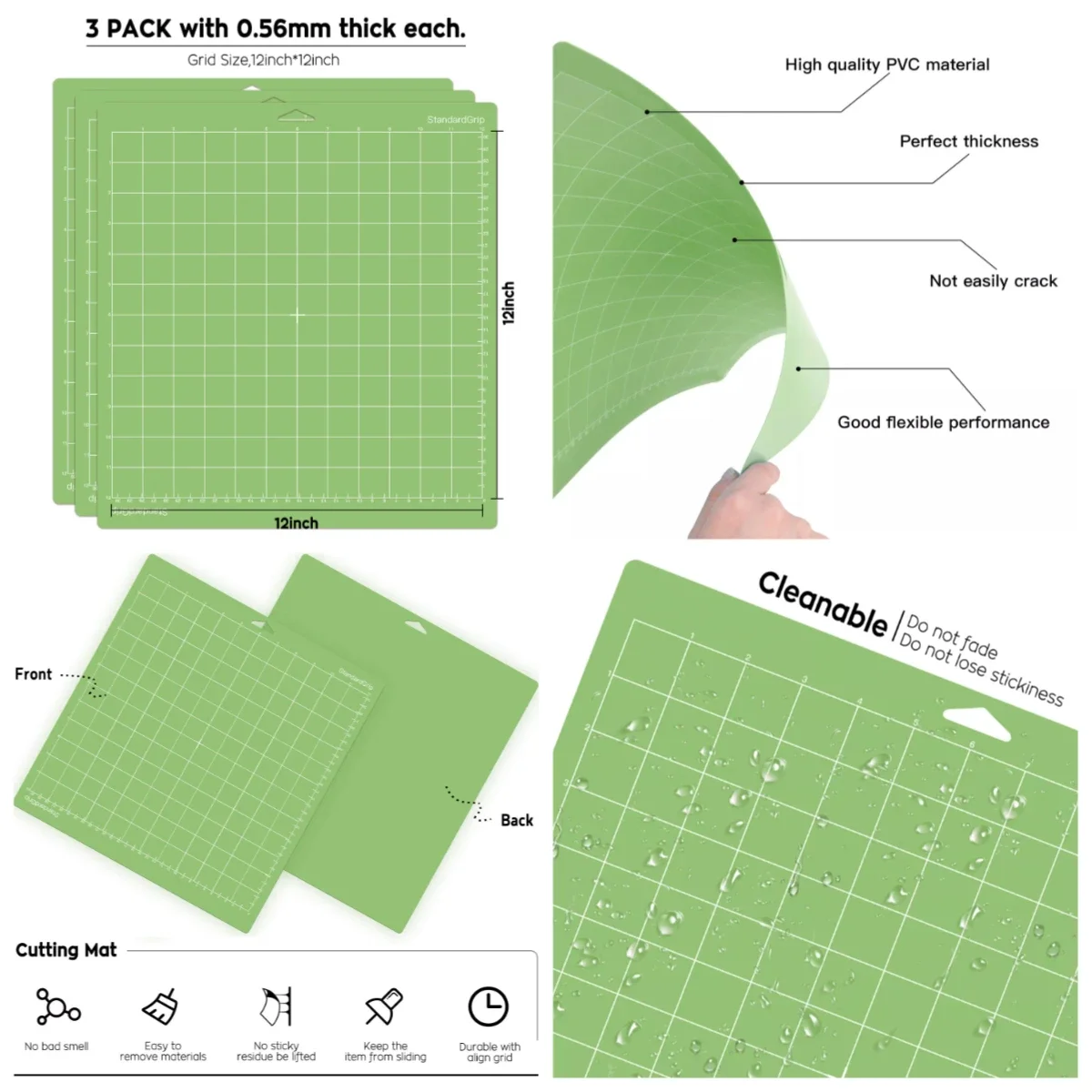 Cutting Mat Cutting Pad 3Pc 12inch PVC Cutting Mat for Cricut Maker Explorer DIY Paper Multifunctional Handicraft Art Engraving Board Sewing Pad