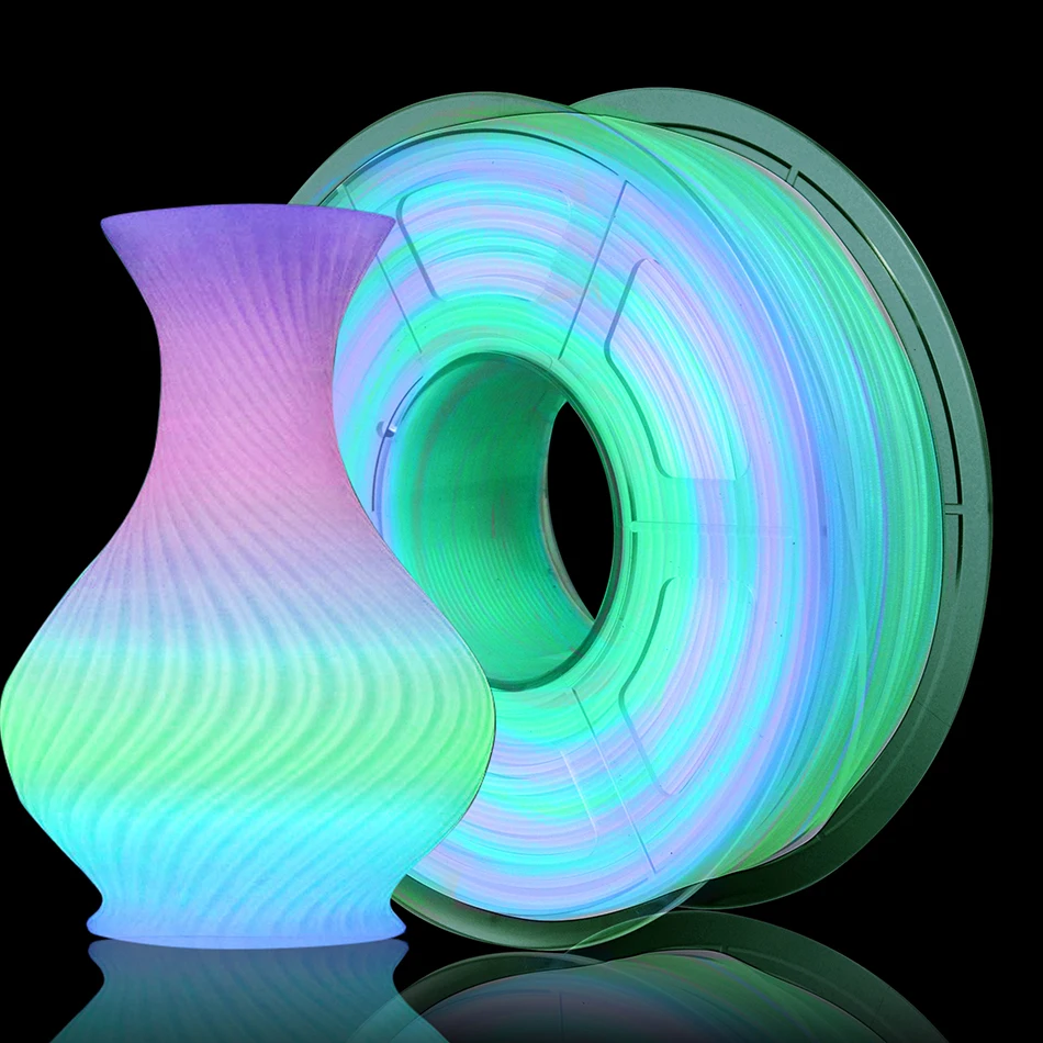 Brilha no Filamento Noturno Escuro da Sublimação do Pla Material da Impressora 3d Plástico Incandescente do Arco-íris Firefly Filamento Verde 1.75 mm