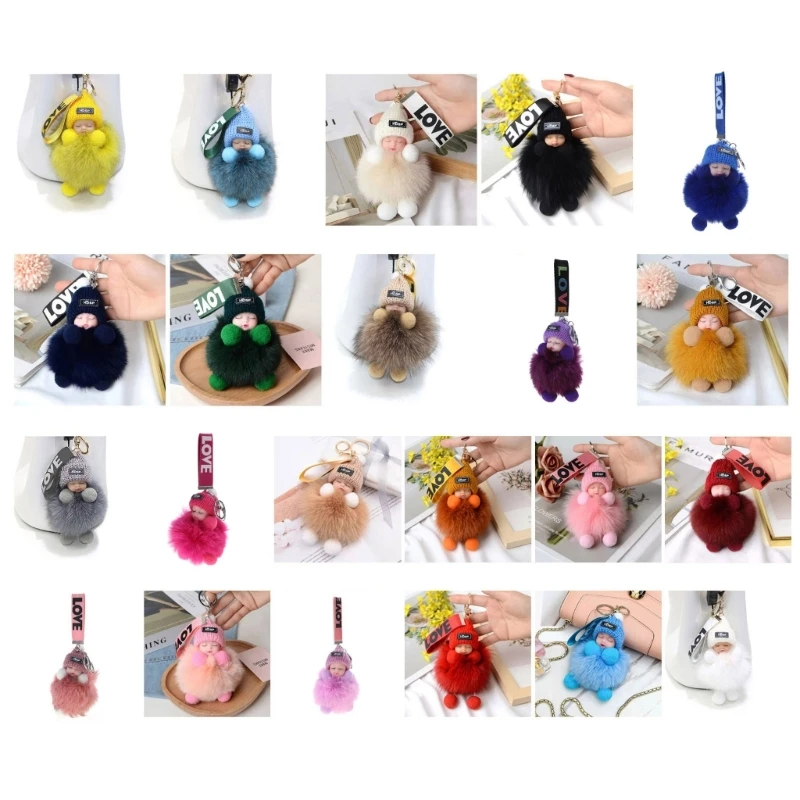 Plush Keychain Soft Fur Sleeping Baby Decorations Charm Accessories Dropship stress toy simulation plush hand squeeze keyring charm photostudio props kids prizes keychain funny puppy dropship