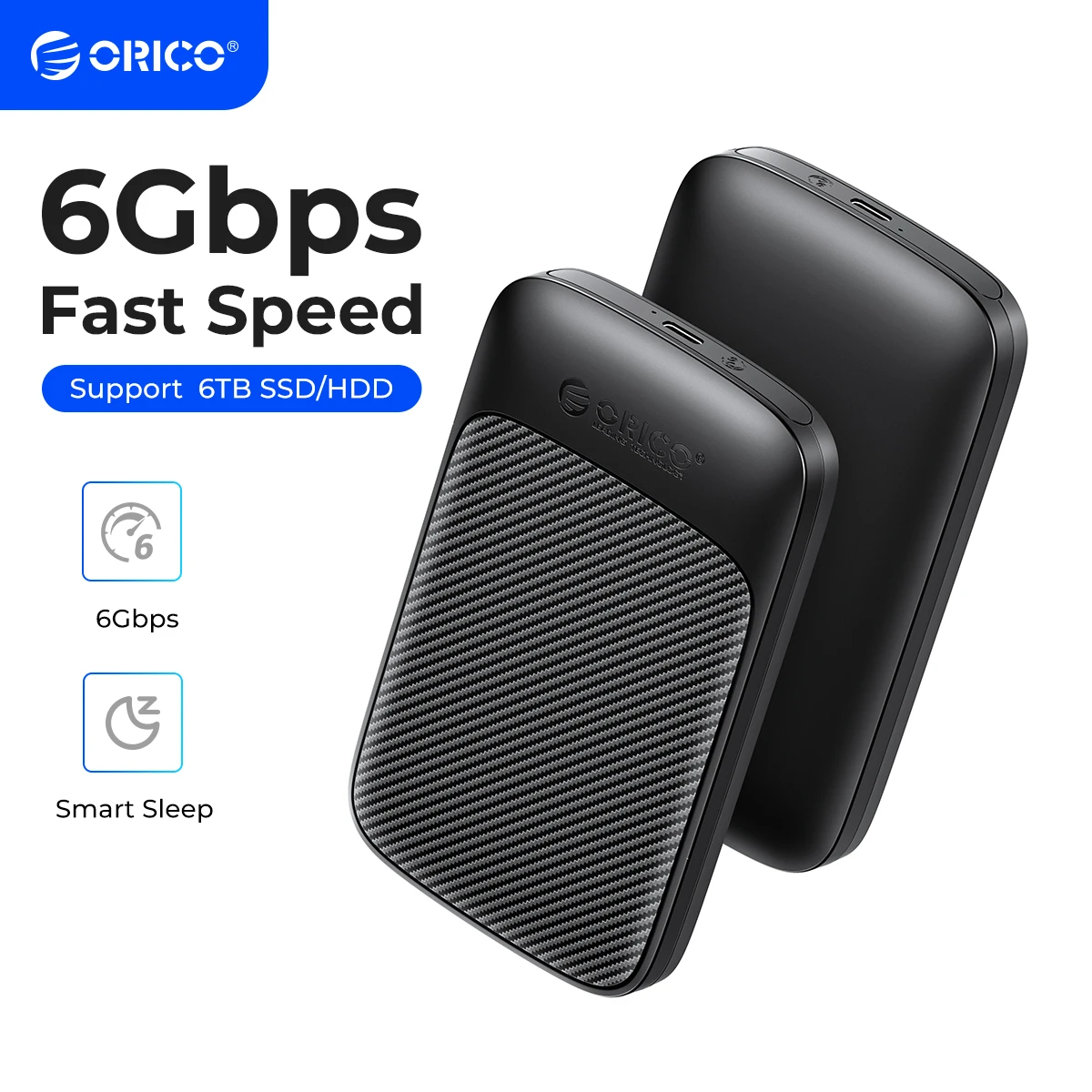 Orico-gabinete de Disco Rígido Suporte Uasp para Ssd e Hdd Usb 3.1 6gbps Sata para Hdd tipo c 7-9.5 mm 2.5