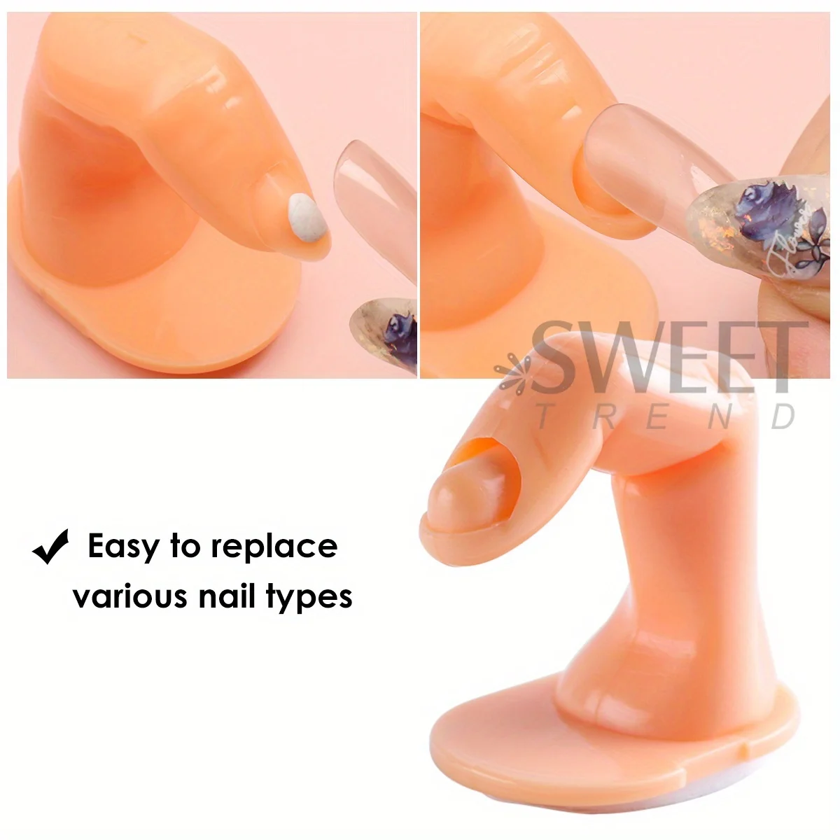 5pcs Nail Training Finger 2 Models Acrylic Hard Model Fake Nails Display Showing Tools Portable Beginner Decor Manicure Supplies