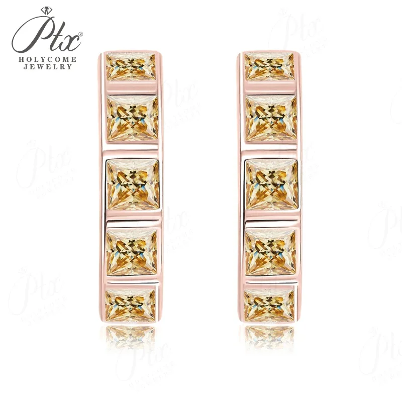 1,5 CT Creolen Princess Cut Mehrfarbige Moissanit Ohrringe 925er Silber vergoldet Weiß Gelb Roségold Ohrstecker Damen Herren Mode – Detail 7