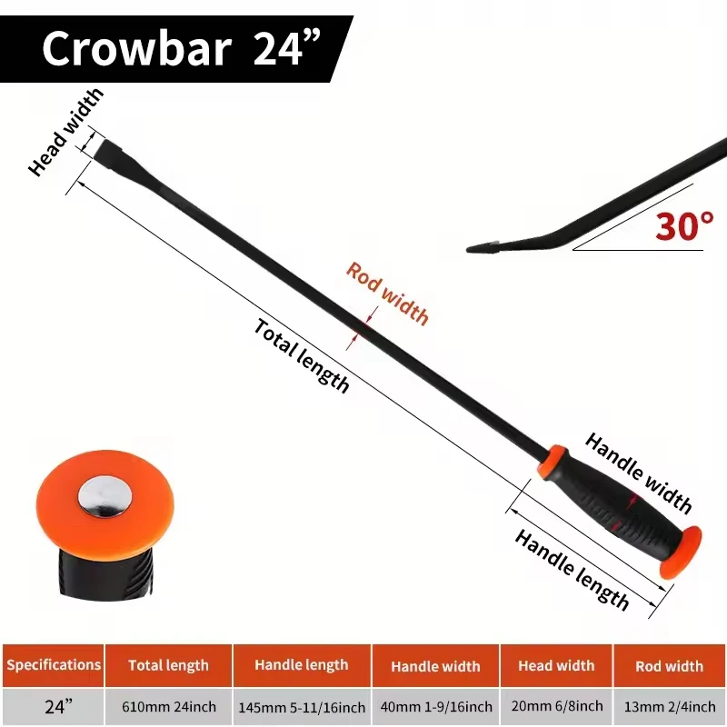 Pry Bar Heavy Duty for Lifting And Prying Industrial Grade Thicken with Angled Tip