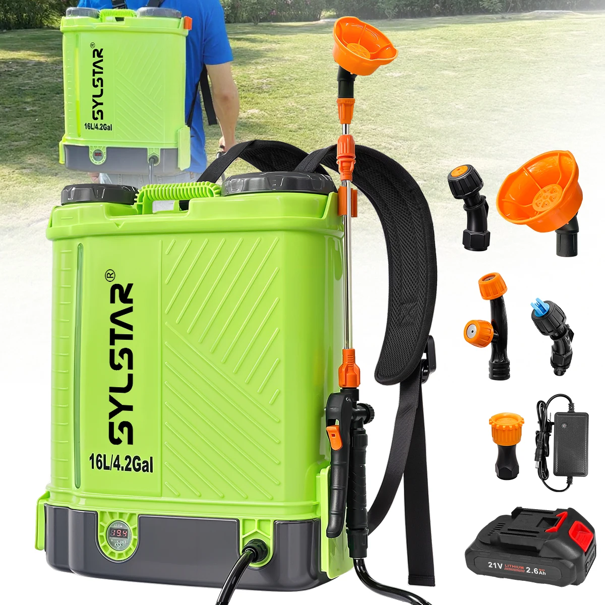 Hydroseeding Agriculture Sprayer 4 Gallon Battery Powered Backpack Sprayer for Lush Green Grass Plantation