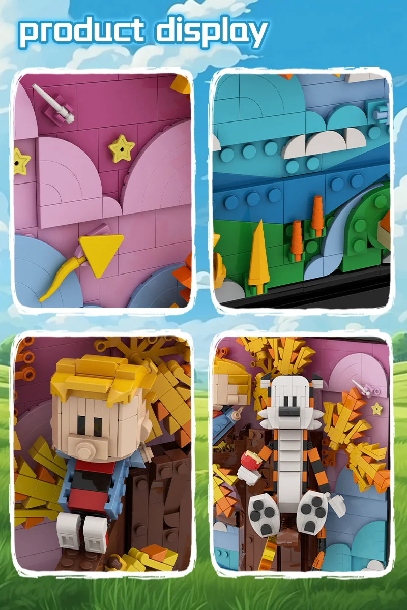 MOC Calvined und Hobbes Baustein Anime Puppe 3D Kunst Gemälde Cartoon Tiger Action Figur Ziegel Spielzeug Erwachsene Geschenk Für Kind – Detail 7