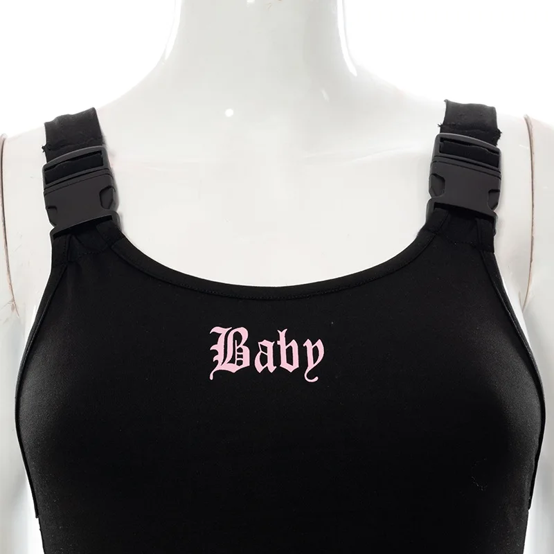 goth de batterie pour hot girl mall baby letter printed cyberpunk night wlwear