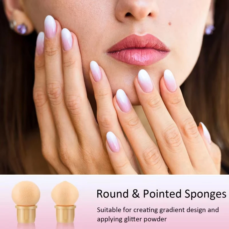 Round Sharp Head Sponge Heads Replacement Nail Art Gel Polish Color Gradient Blooming Brush Glitter Powder Dotting Manicure Tool nail art tools