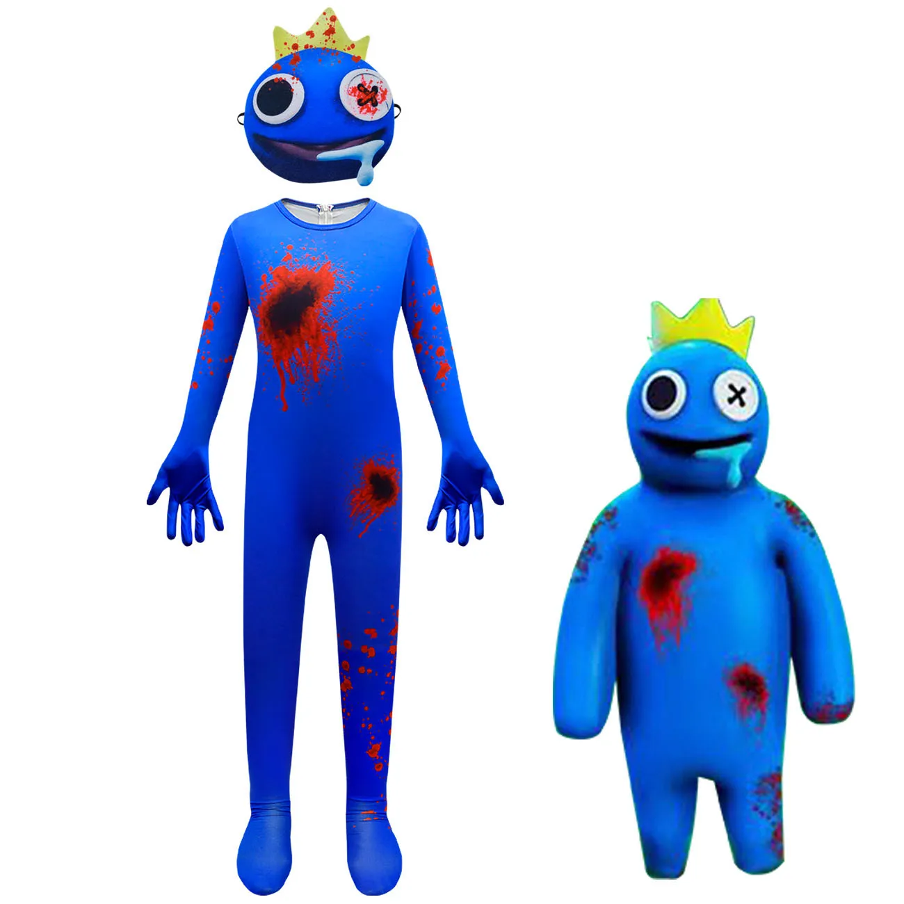 Rainbow Friends Costume For Kids Green Monster Wiki Cosplay Horror Game  Jumpsuit Party Outfit,with Gloves And Scary Mask