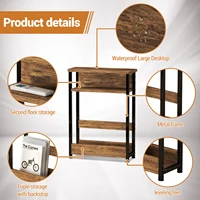 Table d'appoint étroite avec étagère de rangement, table d'appoint mince à 3 niveaux avec porte-revues, tables fines de canapé modernes pour petits espaces 3