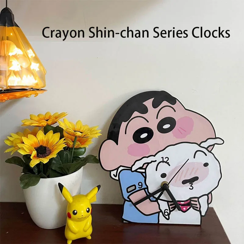 Kawaii Crayon Shin Chan Anime Figure Living Room Bedroom Decorate Ornaments  Wall Clock Clock Quiet Delicate Life Supplies Gift