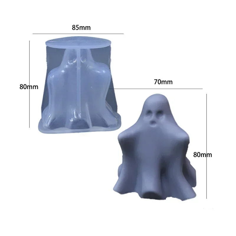 Cute Creative Shape Ghost Halloween Scented Candle Silicone Molds DIY Horror Skull Chocolate Candy Baking Mold Home Decor
