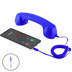 Vintage - Style Retro Phone Handset for Modern Mobile & Video Conferencing (Blue 3.5mm)