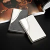Luxury PU Leather Men's Business Card Holder Stainless Steel Aluminum Metal Box Lid Credit Card Holder 2