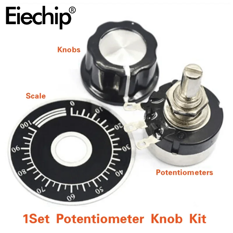 1setPotentiometerKitRV24YN20S5K500KA03KnobCap6mmwithScalePlatePotentiometersKnob