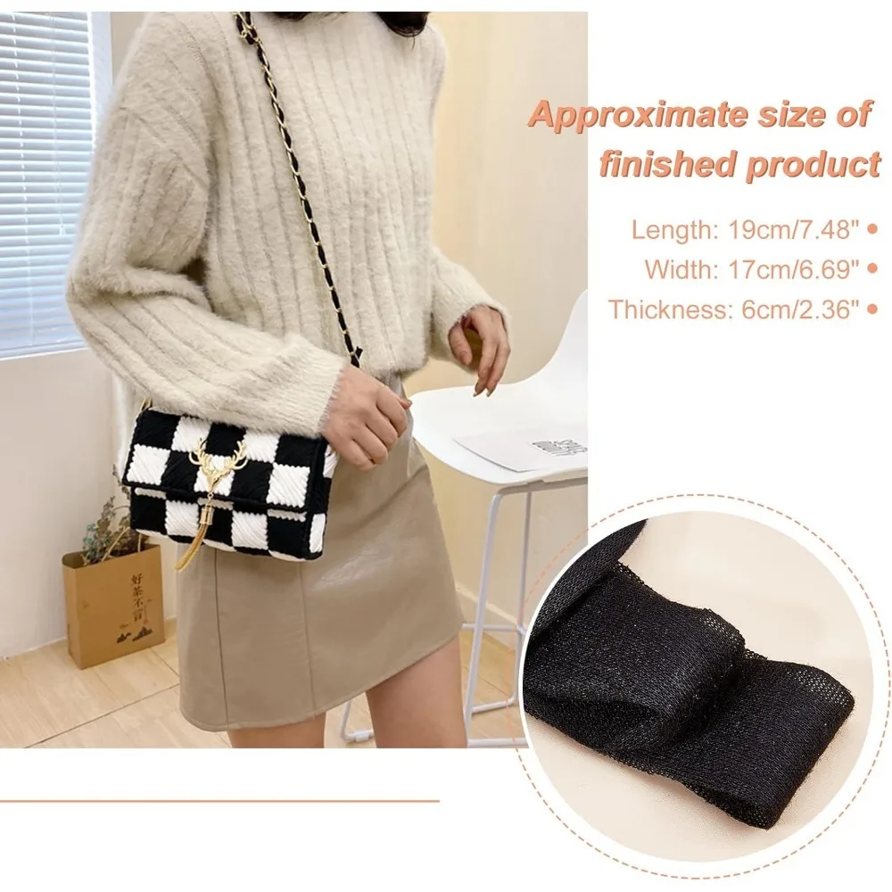 1 Set DIY Knitting Crochet Bags Kit Mesh Plastic Canvas Sheets Ribbon Set for DIY Craft Shoulder Bags Accessories Tool
