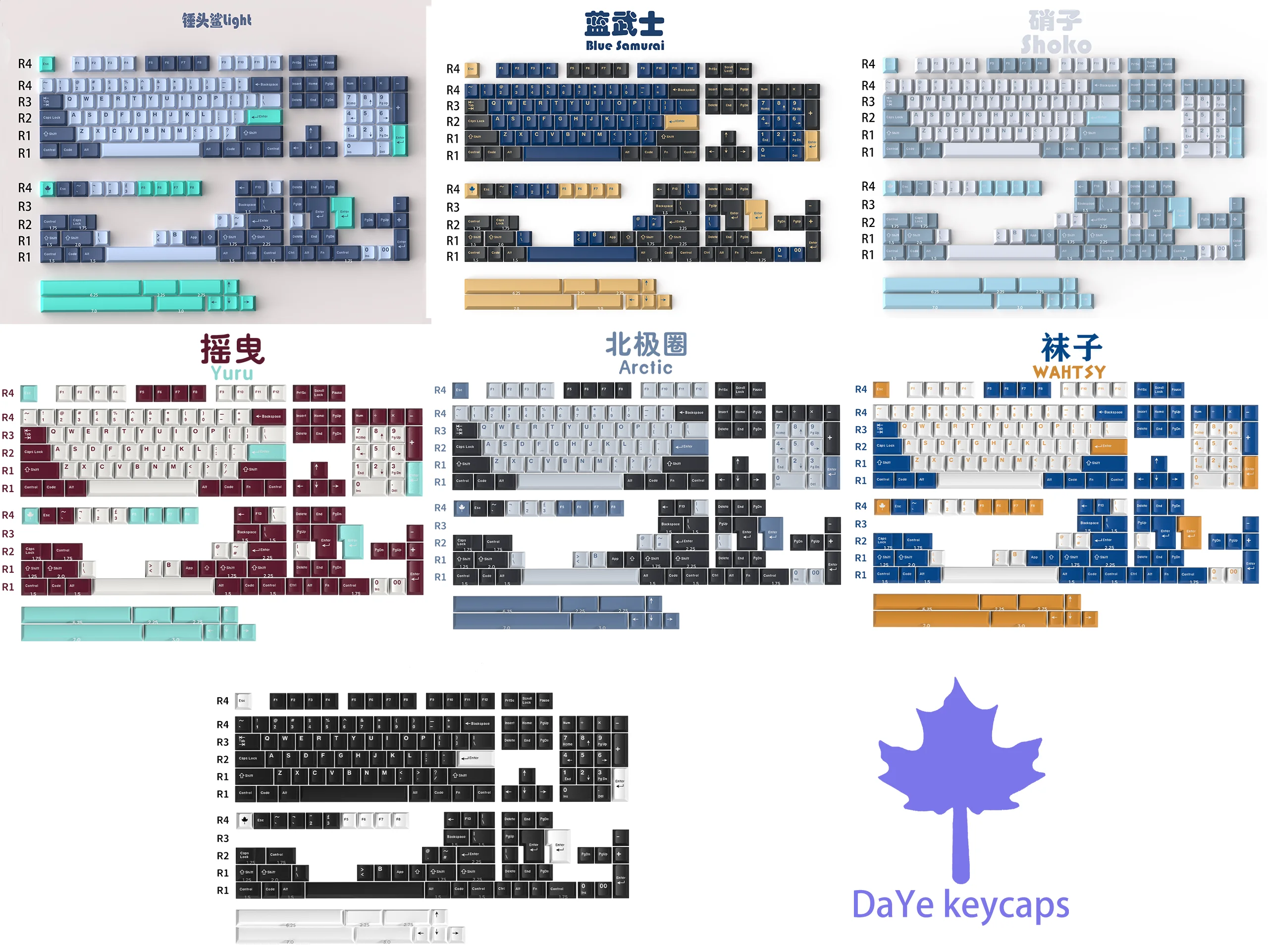Daye Gmk Wob Noite Britânicos Corrida Keycaps Abs Duplo Tiro Perfil Cereja Panda de Coníferas Verdes Nuke Data Fuji Tuzi Conjunto - Imagem 4