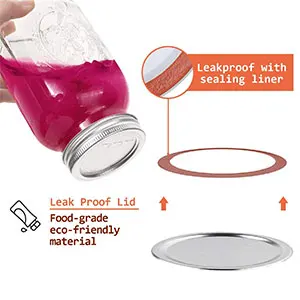 Food Cover Fresh Keeping Cover Preservation Cover 50/100PCS Mason Jar Lids Regular Mouth Canning Lids Silver Reusable Metal Canning Jar Leak-proof Split-Type Caps