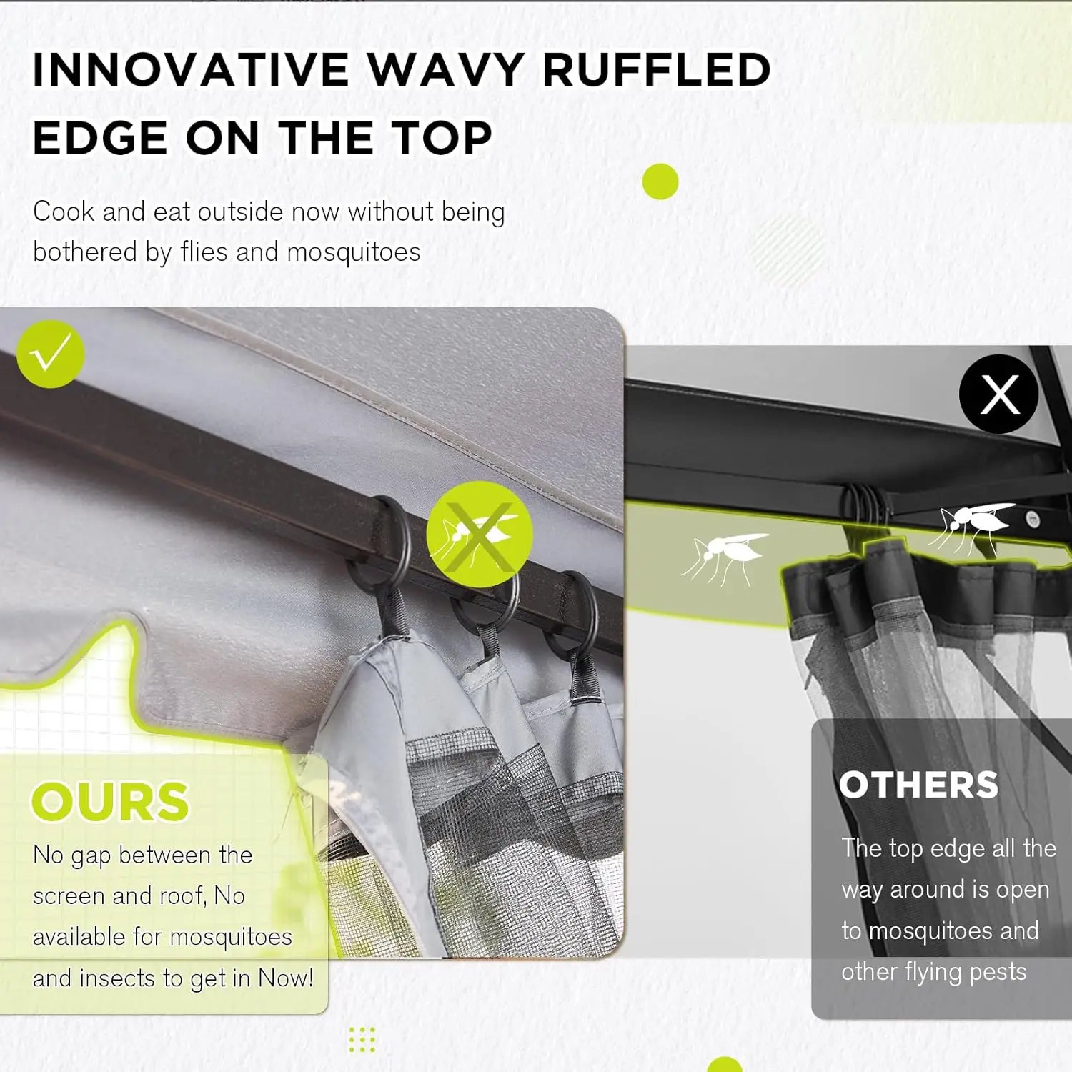 10x12 Gazebo with Mosquito Netting,Sturdy Metal Outdoor Patio Gazebo[Heavy Duty Frame],Gazebos Canopy Tent with Dual Air Roof