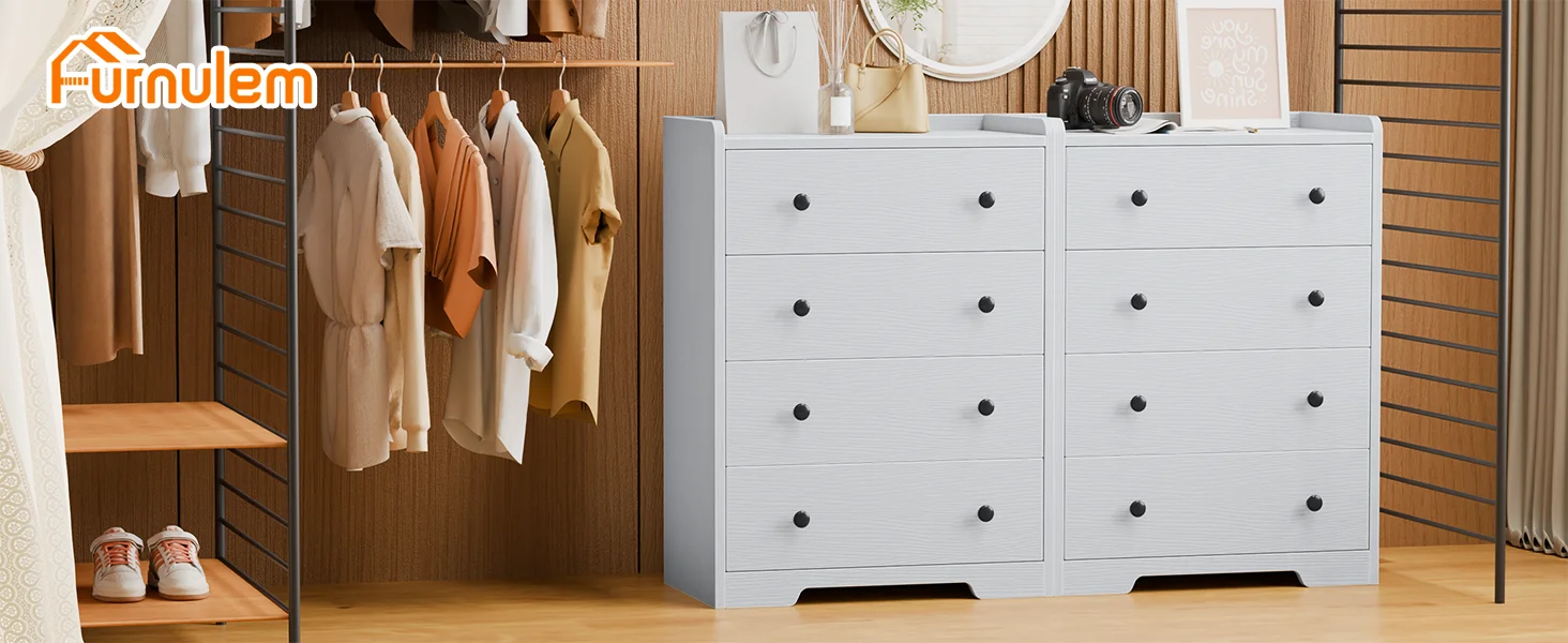 4 drawer white wood dresser