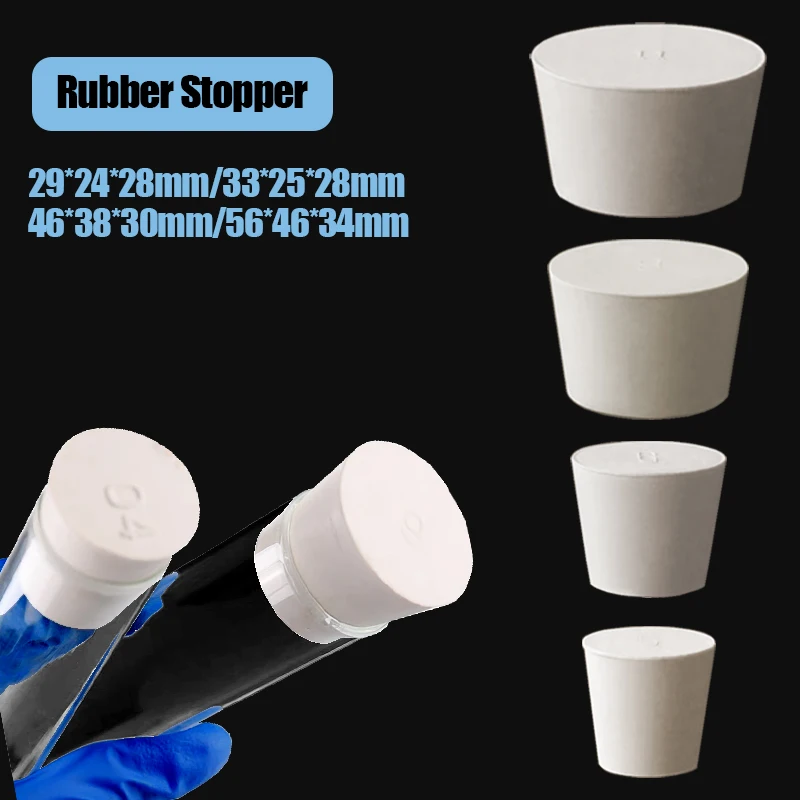 

29*22*28/33*25*28/46*38*30/56*46*34mm White Rubber Elastic Stopper Bungs Laboratory Tube Conical Sealing End Plug Water Pipe Exh