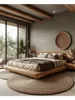 Wabi Sandy Wind Natural Edge 1.8 meters double bed, log wind solid wood bed, hotel homestay villa floor bed 6